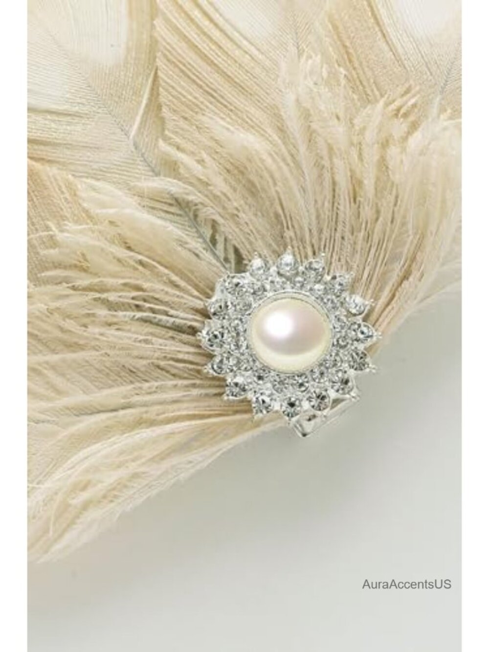 Peacock Feather Fascinator Hair Clip with Rhinestones Flapper Headpiece - Picture 6 of 6